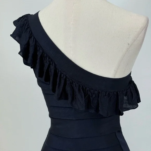 French Connection Navy Blue One-Shoulder Dress Size 2 - Picture 14 of 16